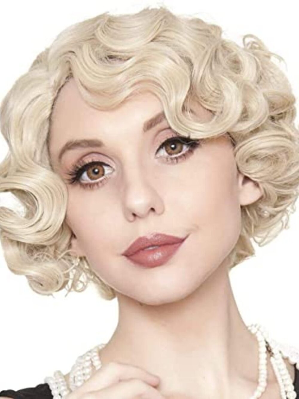 Short Blonde Curly Wig Finger Wave Synthetic Hair for Women 1920s Halloween